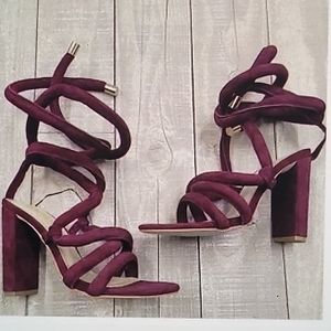 👡👡MODE COLLECTIVE  DAKOTA SANDAL STRAPPY LACE UP HEELS BORDEAUX  SZ  6